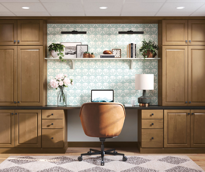 Office Cabinets in Natural, Neutral Brown Stain