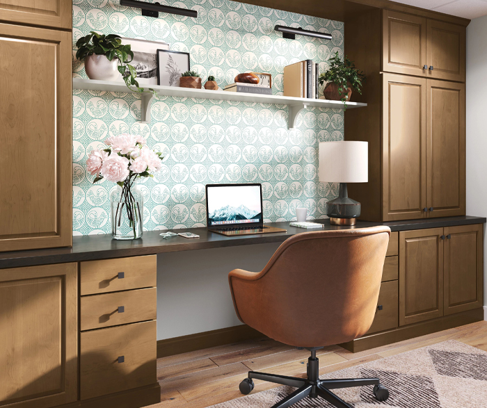 Office Cabinets in Natural, Neutral Brown Stain