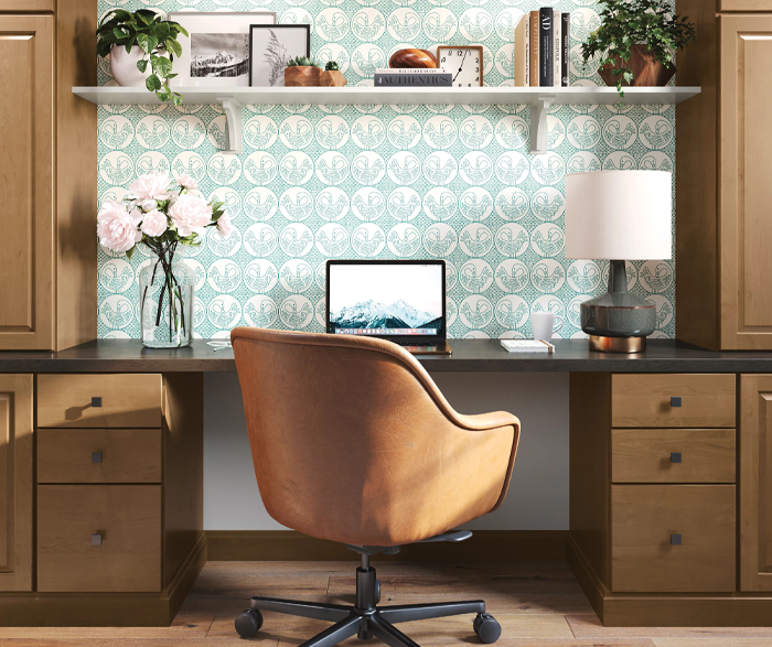 Office Cabinets in Natural, Neutral Brown Stain