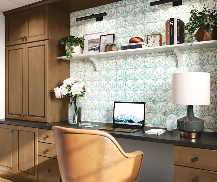 Office Cabinets in Natural, Neutral Brown Stain